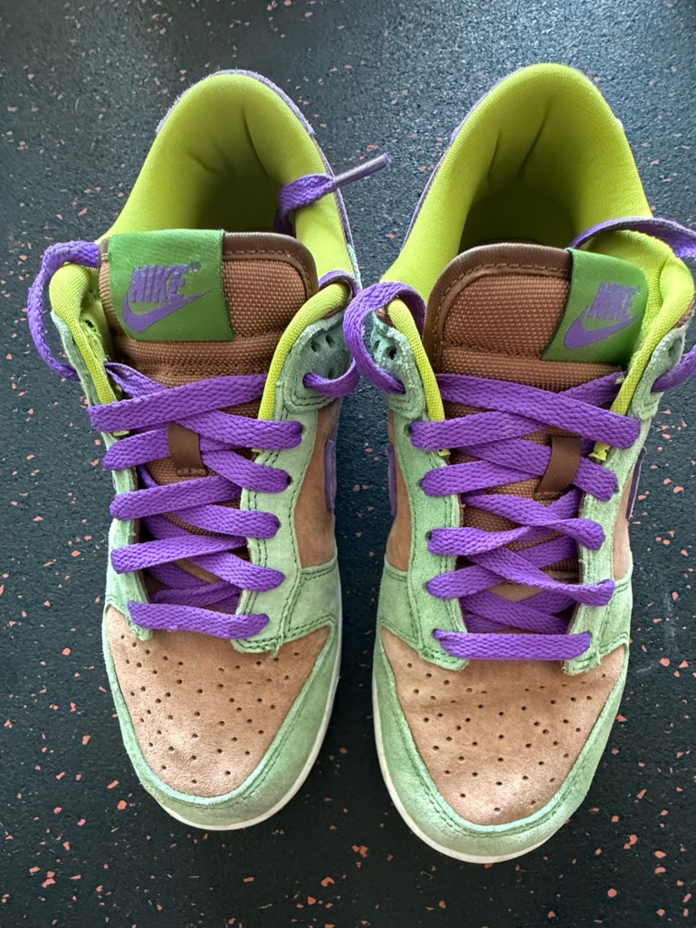 Nike DUNK Low-Top Green, Brown & Purple sneakers